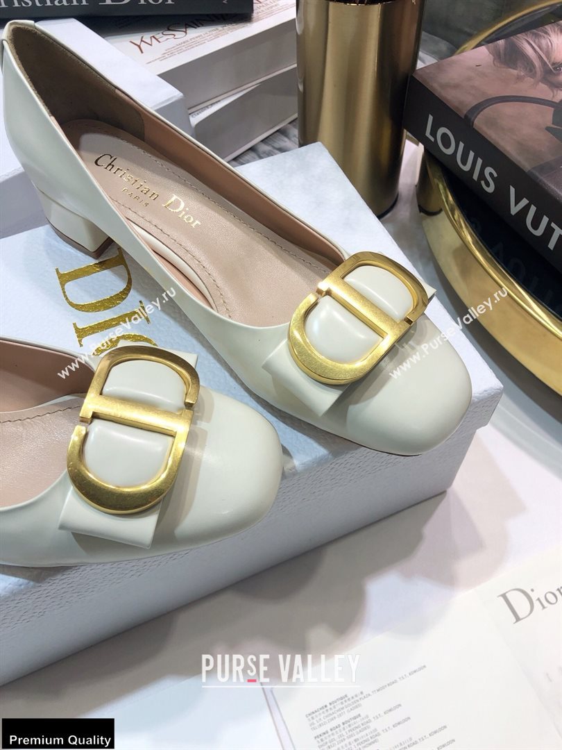 Dior Heel 3.5cm 30 Montaigne Pumps Calfskin White 2021 (jincheng-20122313)