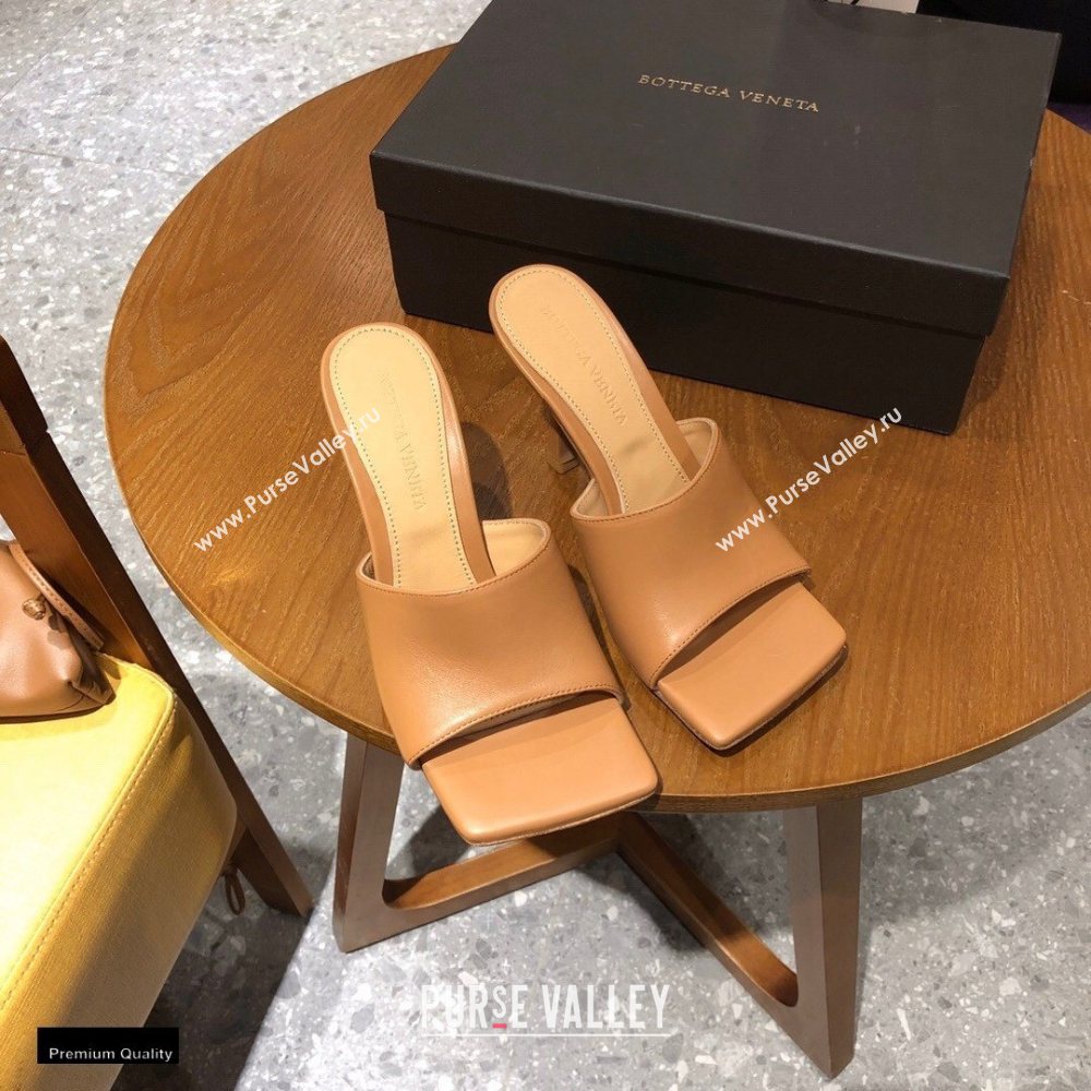 Bottega Veneta Heel 9cm Square Sole Stretch Mules Sandals Apricot 2021 (modeng-20122502)