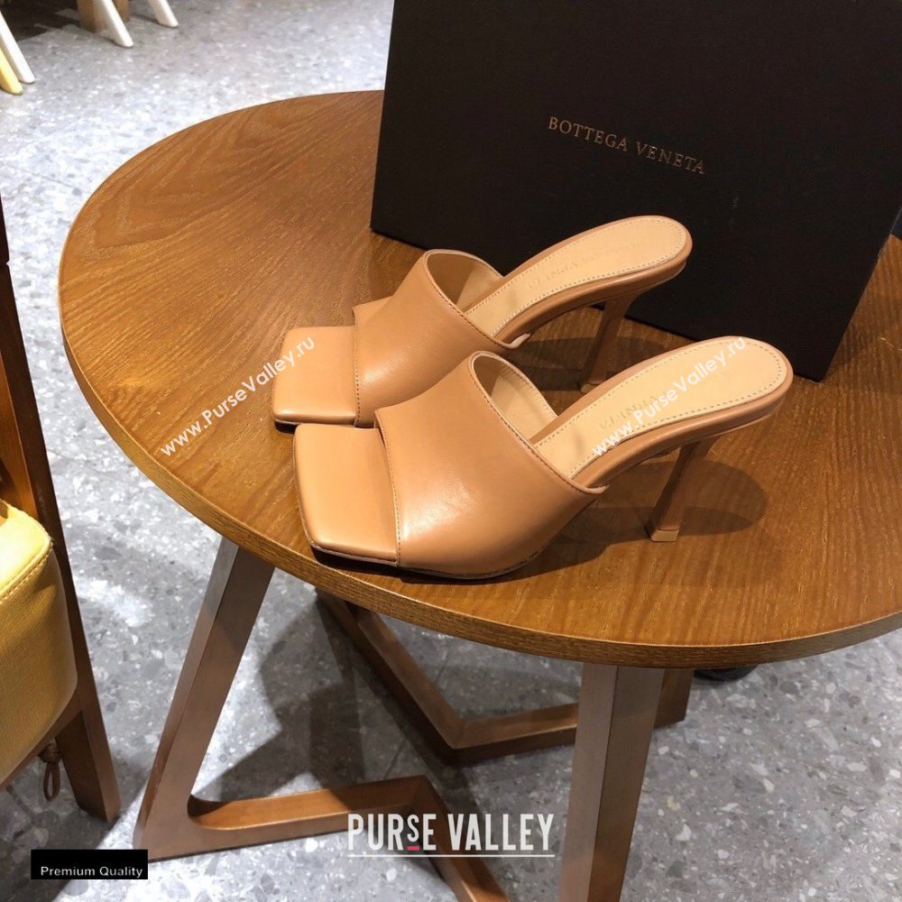 Bottega Veneta Heel 9cm Square Sole Stretch Mules Sandals Apricot 2021 (modeng-20122502)