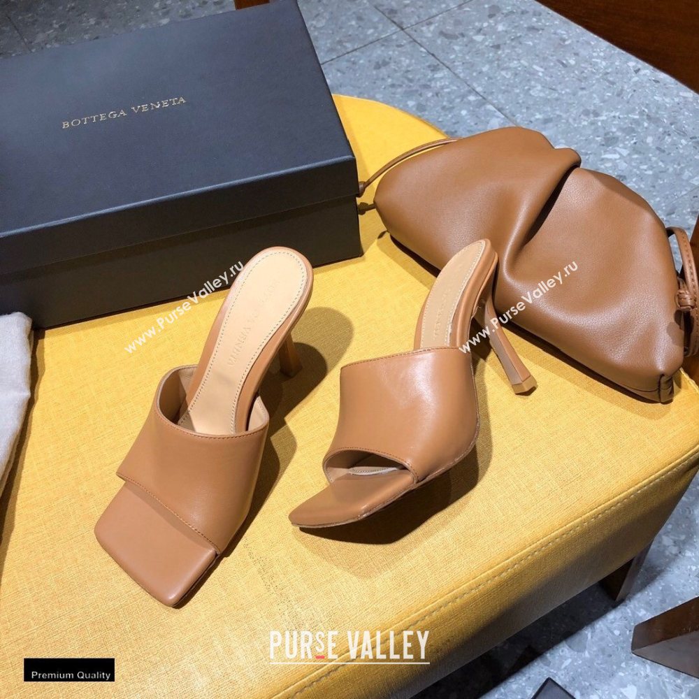 Bottega Veneta Heel 9cm Square Sole Stretch Mules Sandals Apricot 2021 (modeng-20122502)