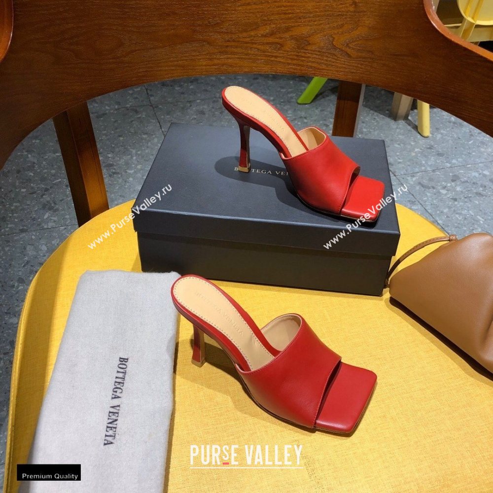 Bottega Veneta Heel 9cm Square Sole Stretch Mules Sandals Red 2021 (modeng-20122505)