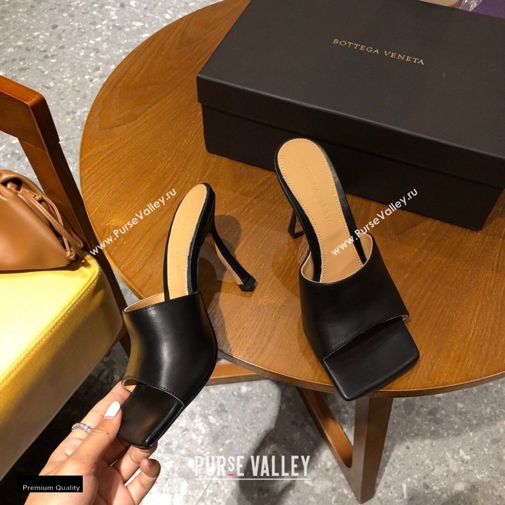 Bottega Veneta Heel 9cm Square Sole Stretch Mules Sandals Black 2021 (modeng-20122501)