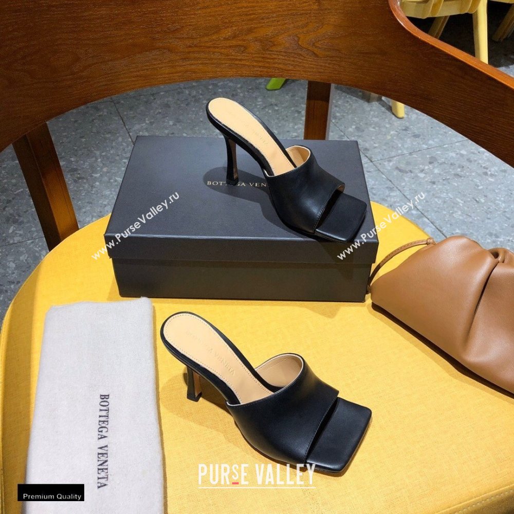 Bottega Veneta Heel 9cm Square Sole Stretch Mules Sandals Black 2021 (modeng-20122501)