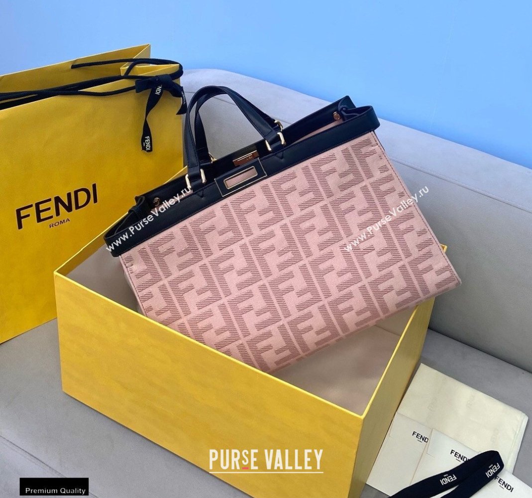 Fendi Medium Peekaboo X-Tote Shopper Bag FF Embroidered Pink Canvas 2020 (chaoliu-20122618)