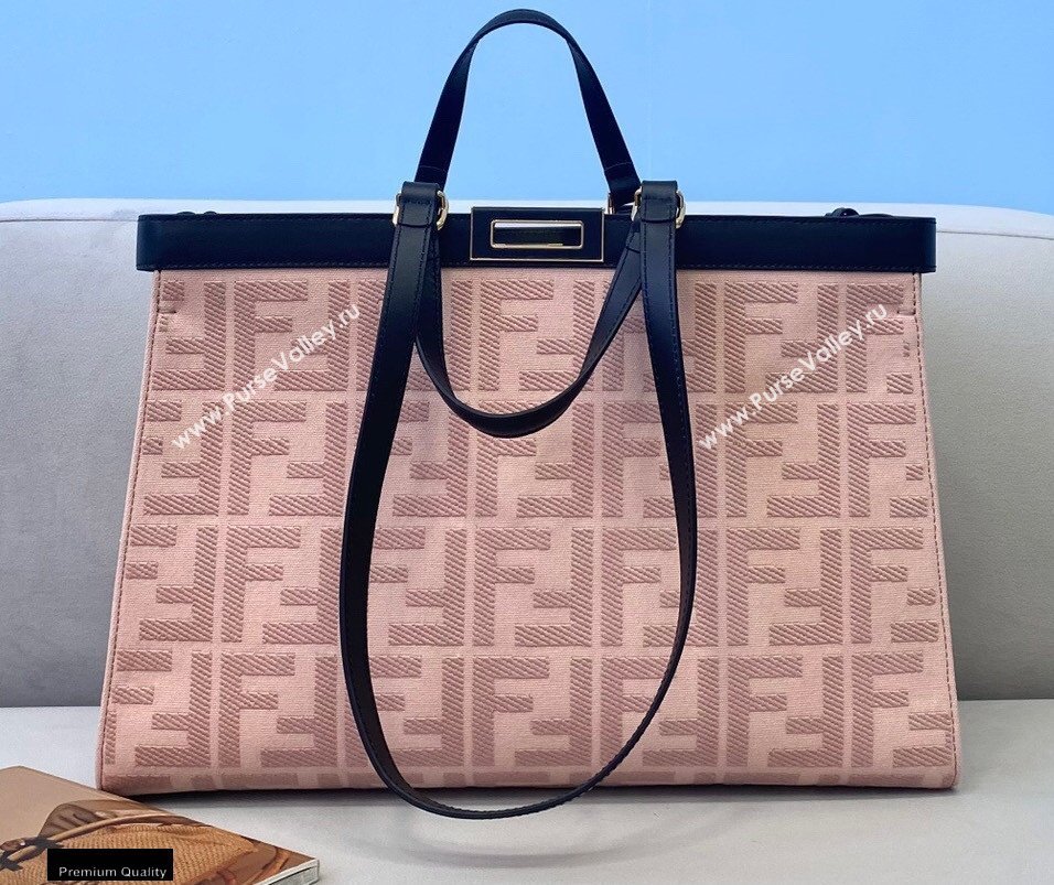 Fendi Medium Peekaboo X-Tote Shopper Bag FF Embroidered Pink Canvas 2020 (chaoliu-20122618)
