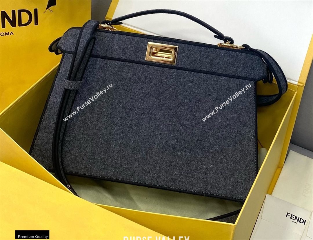 Fendi Gray Flannel Peekaboo ISEEU East-West Bag 2021 (chaoliu-20122617)