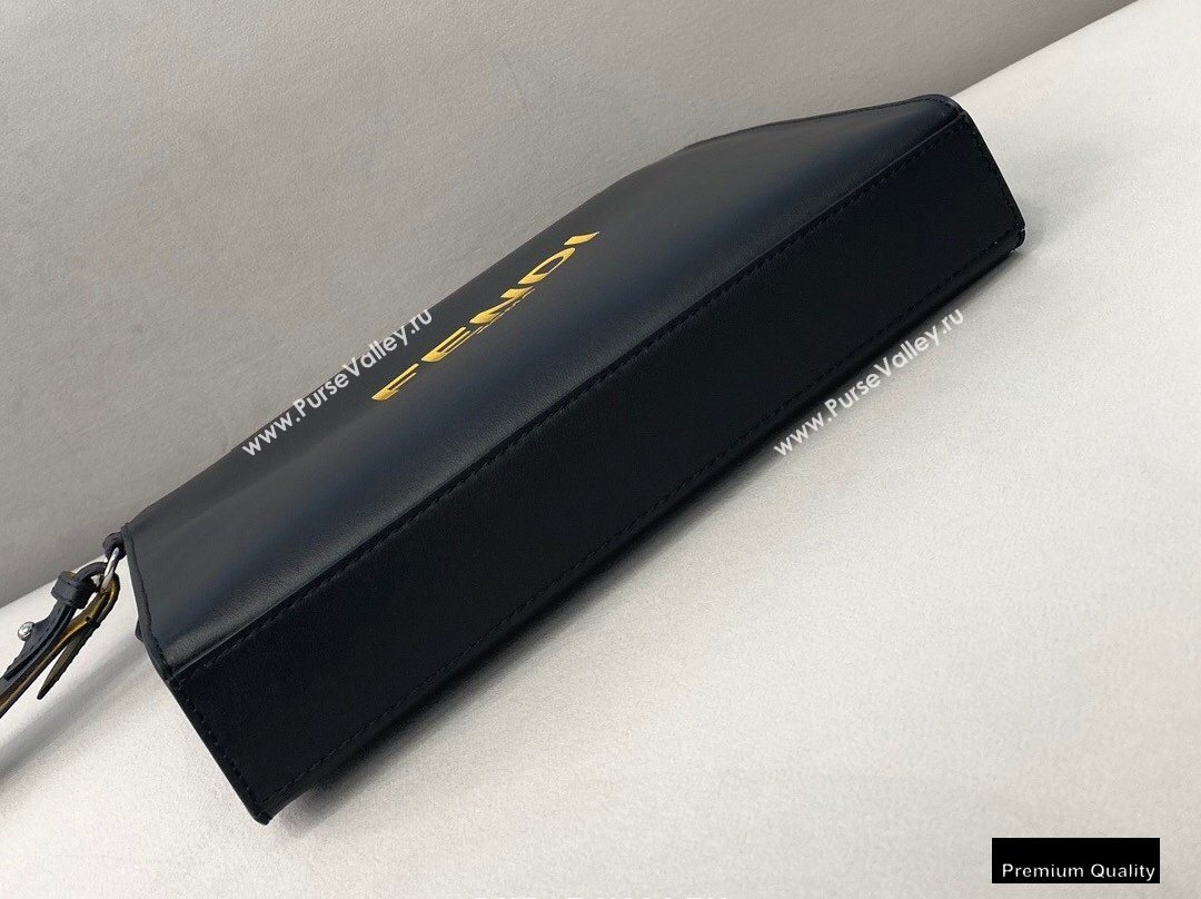 Fendi Leather Flat Pouch Clutch Bag Black 2021 (chaoliu-20122606)