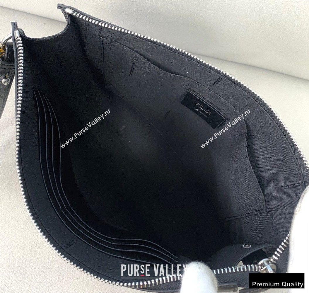 Fendi Leather Flat Pouch Clutch Bag Black 2021 (chaoliu-20122606)