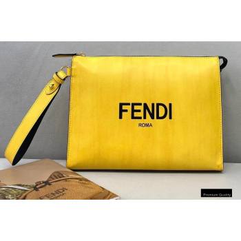 Fendi Leather Flat Pouch Clutch Bag Yellow 2021 (chaoliu-20122605)