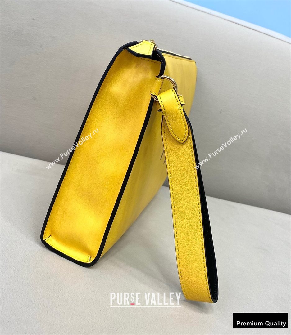 Fendi Leather Flat Pouch Clutch Bag Yellow 2021 (chaoliu-20122605)