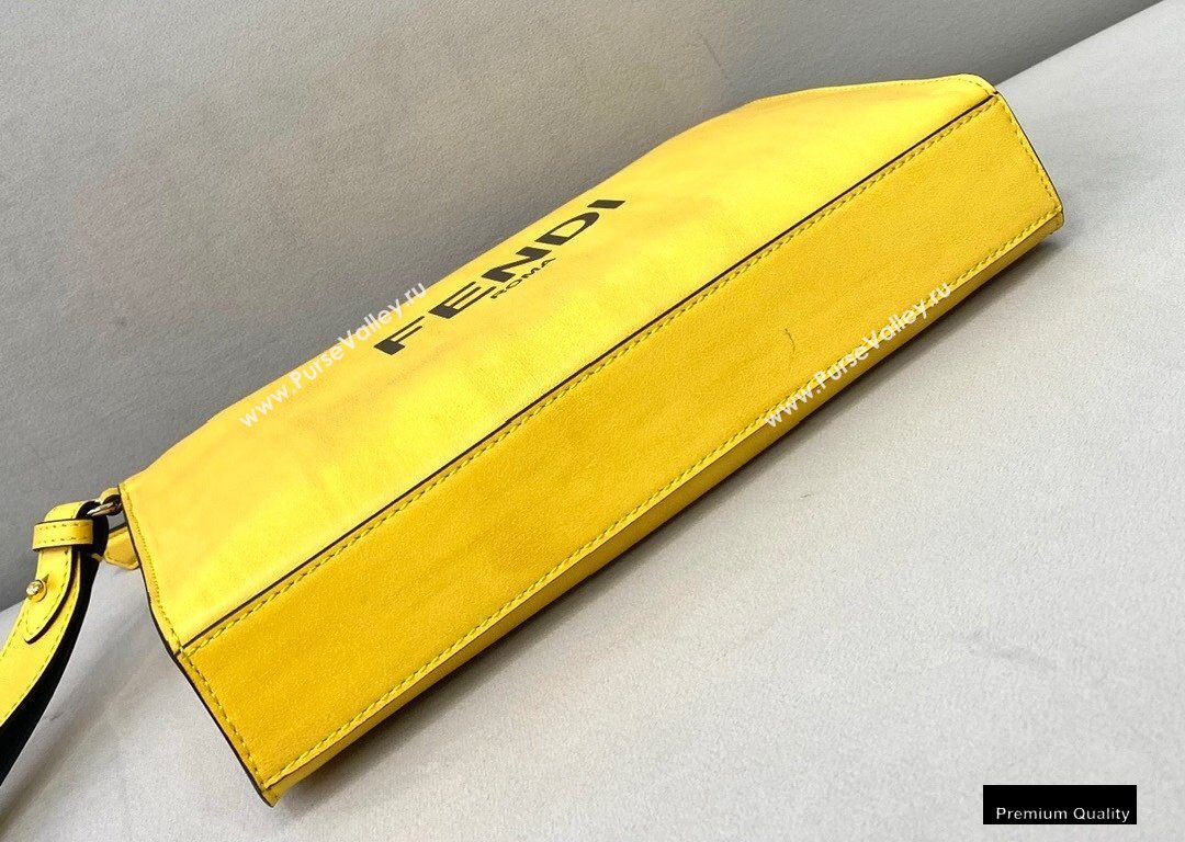 Fendi Leather Flat Pouch Clutch Bag Yellow 2021 (chaoliu-20122605)