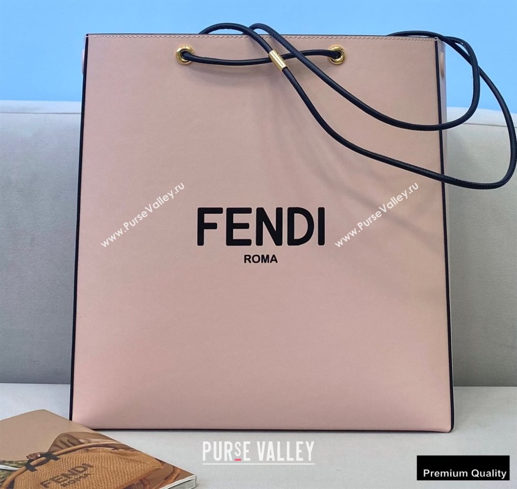 Fendi Leather Pack Medium Shopping Bag Pale Pink 2021 (chaoliu-20122602)