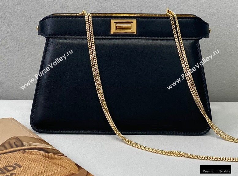 Fendi Leather Peekaboo I See U Pochette Bag Black 2021 (chaoliu-20122613)