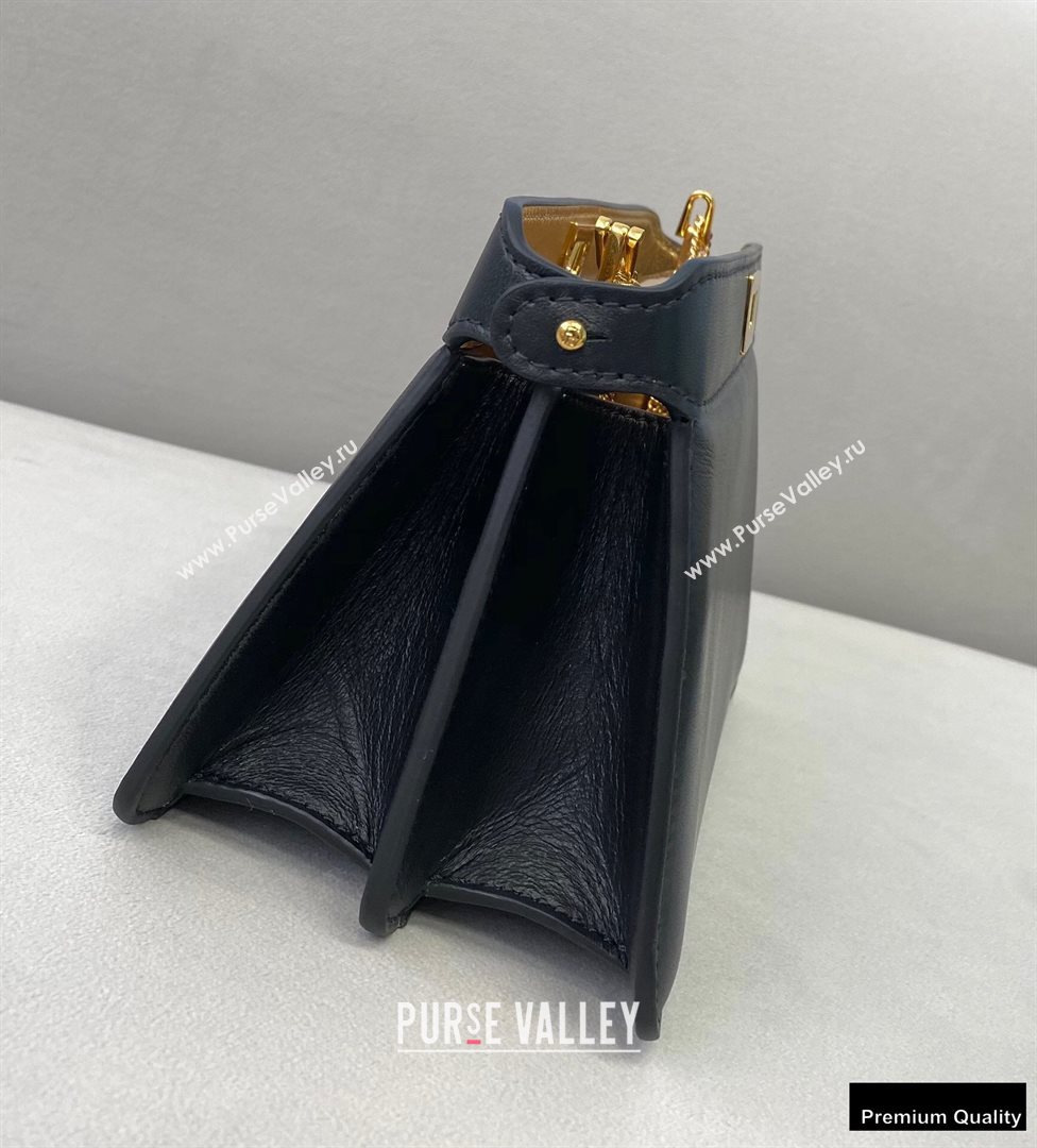 Fendi Leather Peekaboo I See U Pochette Bag Black 2021 (chaoliu-20122613)