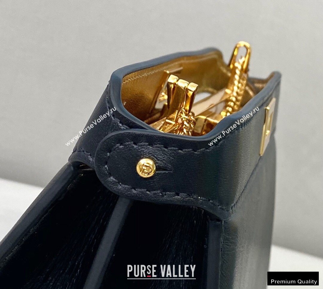 Fendi Leather Peekaboo I See U Pochette Bag Black 2021 (chaoliu-20122613)