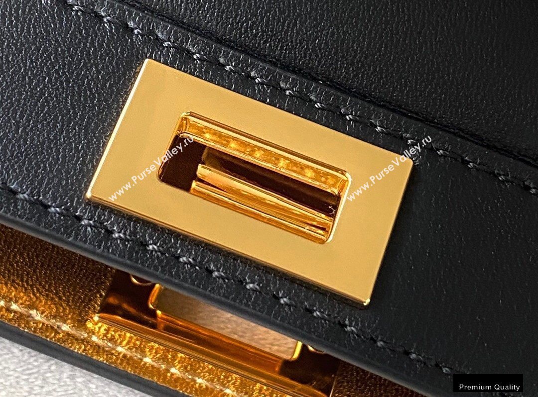 Fendi Leather Peekaboo I See U Pochette Bag Black 2021 (chaoliu-20122613)