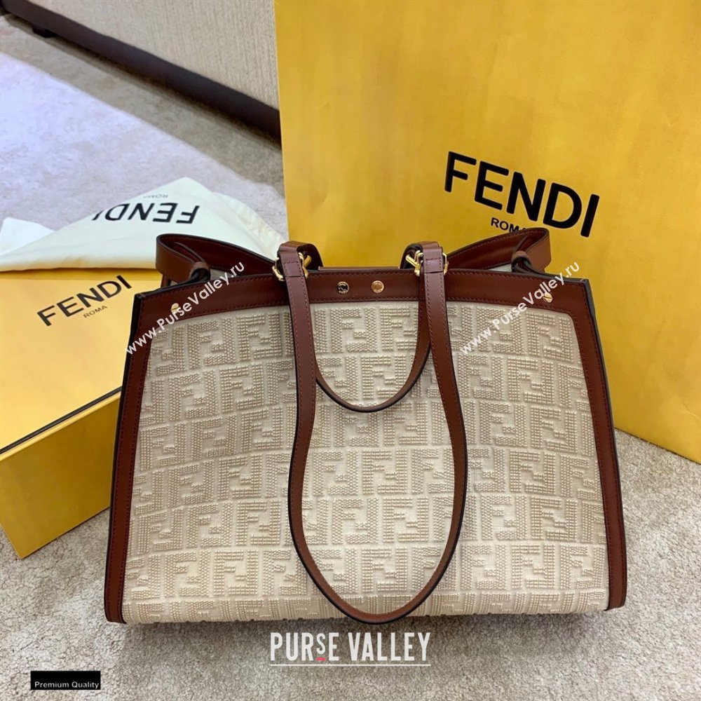 Fendi Medium Peekaboo X-Tote Shopper Bag FF Embroidered Canvas Burgundy 2020 (boxini-20122620)