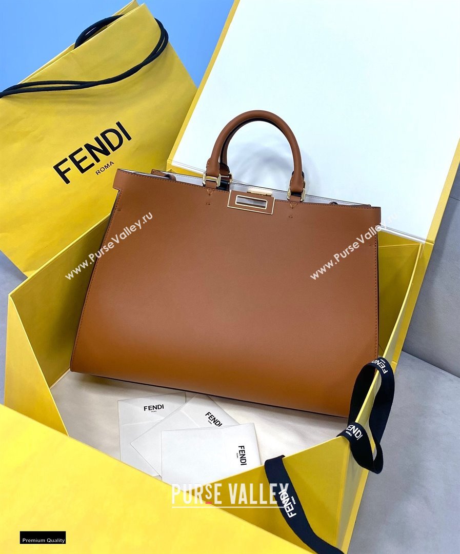 Fendi Leather Medium Peekaboo X-Tote Shopper Bag Brown 2020 (chaoliu-20122622)