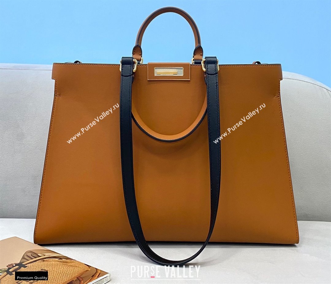 Fendi Leather Medium Peekaboo X-Tote Shopper Bag Brown 2020 (chaoliu-20122622)