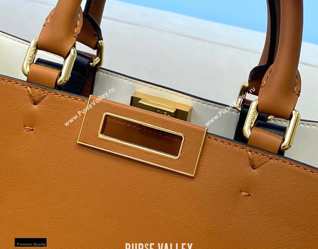 Fendi Leather Medium Peekaboo X-Tote Shopper Bag Brown 2020 (chaoliu-20122622)