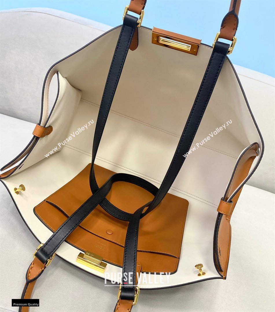 Fendi Leather Medium Peekaboo X-Tote Shopper Bag Brown 2020 (chaoliu-20122622)