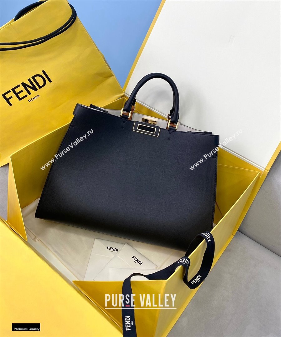 Fendi Leather Medium Peekaboo X-Tote Shopper Bag Black 2020 (chaoliu-20122621)
