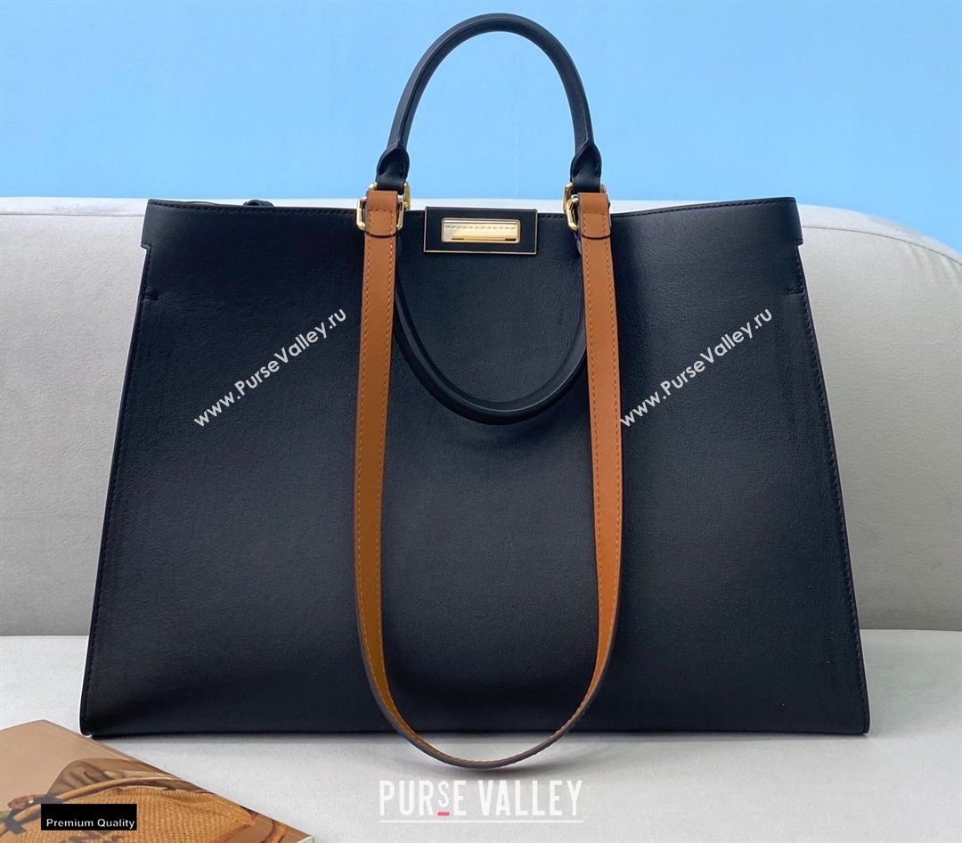 Fendi Leather Medium Peekaboo X-Tote Shopper Bag Black 2020 (chaoliu-20122621)