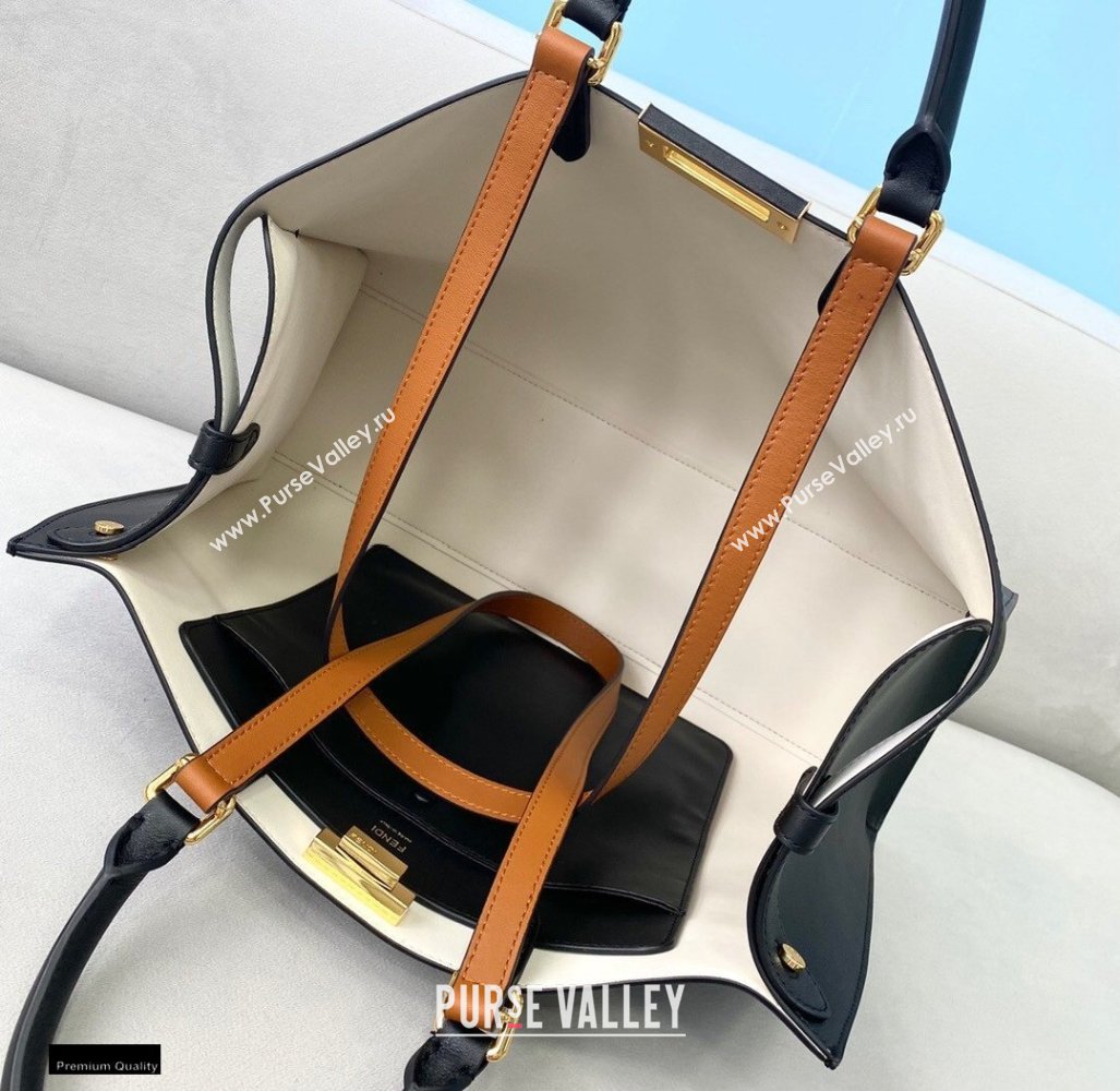 Fendi Leather Medium Peekaboo X-Tote Shopper Bag Black 2020 (chaoliu-20122621)