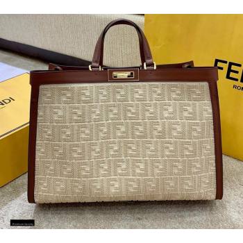Fendi Medium Peekaboo X-Tote Shopper Bag FF Embroidered Canvas Burgundy 2020 (boxini-20122620)