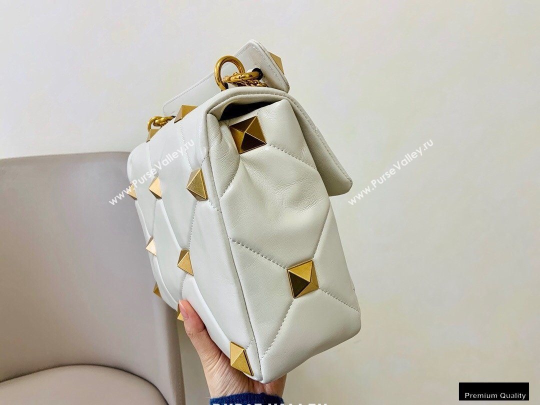 Valentino Large Roman Stud Nappa Chain Bag White 2021 (jindong-20122802)