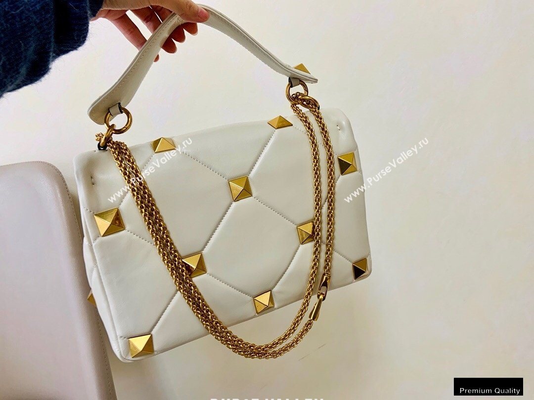 Valentino Large Roman Stud Nappa Chain Bag White 2021 (jindong-20122802)