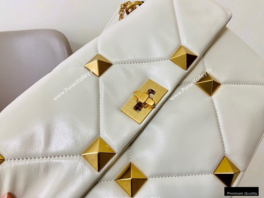 Valentino Large Roman Stud Nappa Chain Bag White 2021 (jindong-20122802)