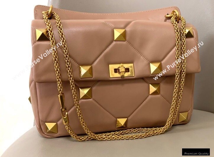 Valentino Large Roman Stud Nappa Chain Bag Nude 2021 (jindong-20122803)