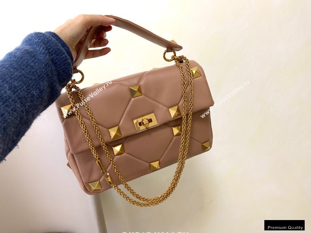 Valentino Large Roman Stud Nappa Chain Bag Nude 2021 (jindong-20122803)