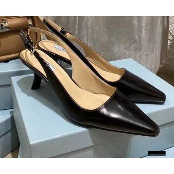 Prada Heel 6cm Leather Slingbacks Black 2021 (modeng-20122813)