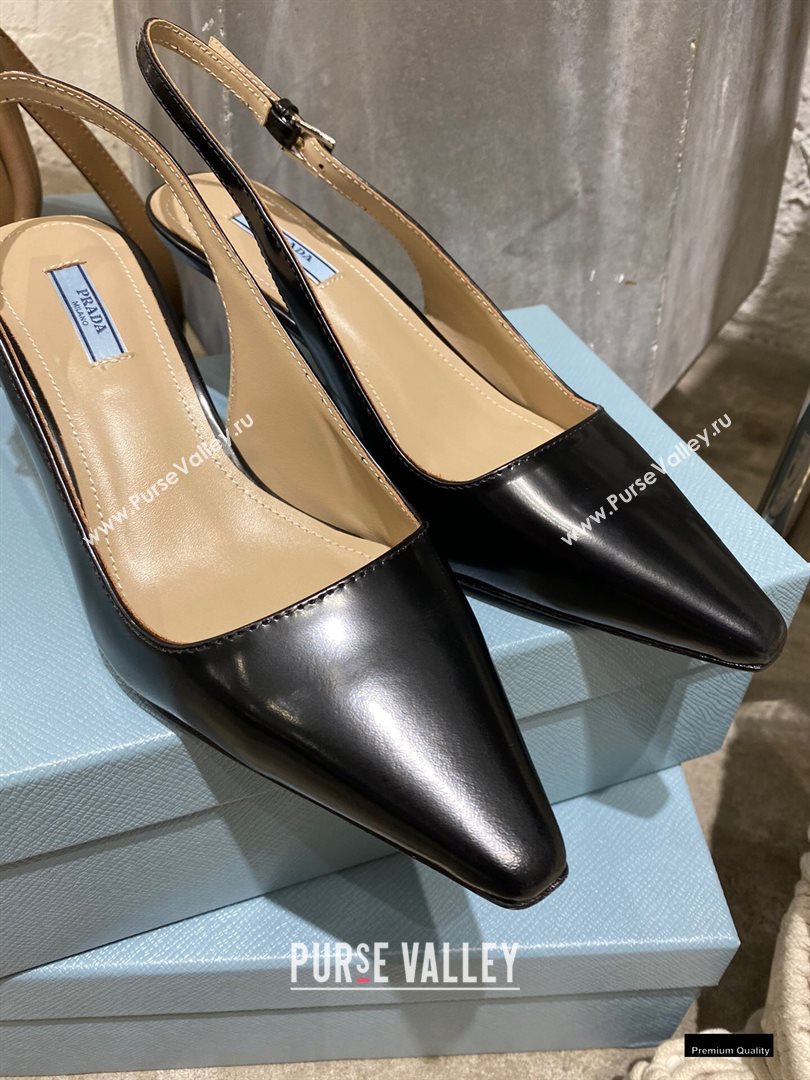 Prada Heel 6cm Leather Slingbacks Black 2021 (modeng-20122813)