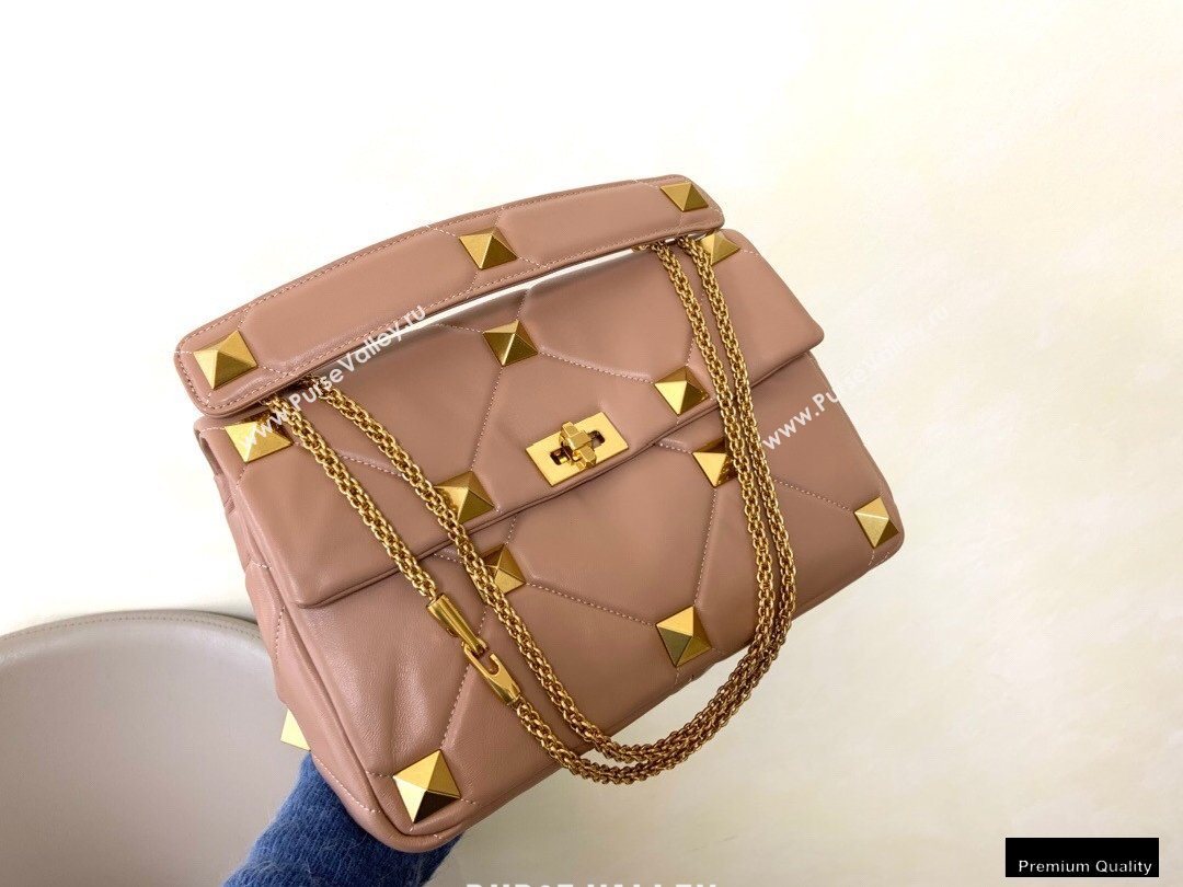 Valentino Large Roman Stud Nappa Chain Bag Nude 2021 (jindong-20122803)