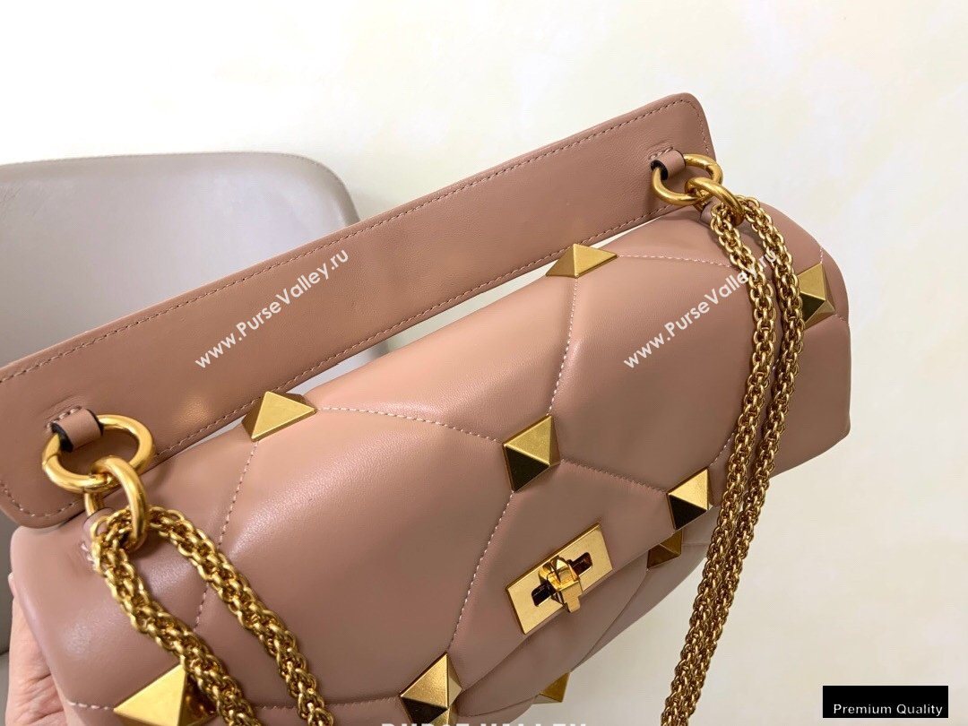 Valentino Large Roman Stud Nappa Chain Bag Nude 2021 (jindong-20122803)