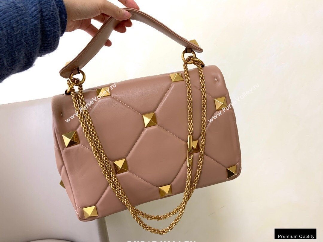 Valentino Large Roman Stud Nappa Chain Bag Nude 2021 (jindong-20122803)