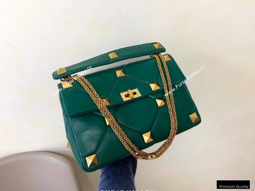 Valentino Large Roman Stud Nappa Chain Bag Green 2021 (jindong-20122804)