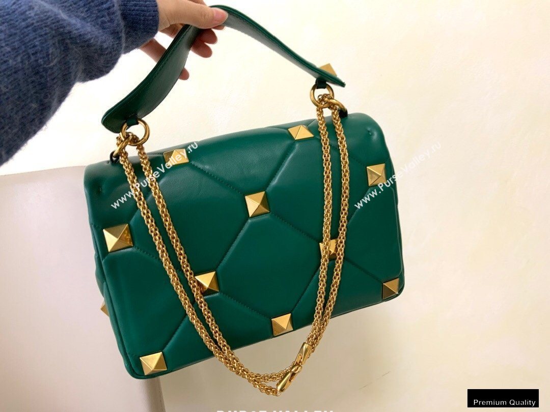 Valentino Large Roman Stud Nappa Chain Bag Green 2021 (jindong-20122804)