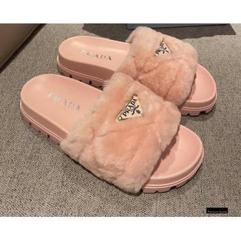 Prada Heel 3cm Wool Triangle Logo Slides Pink 2021 (modeng-20122827)