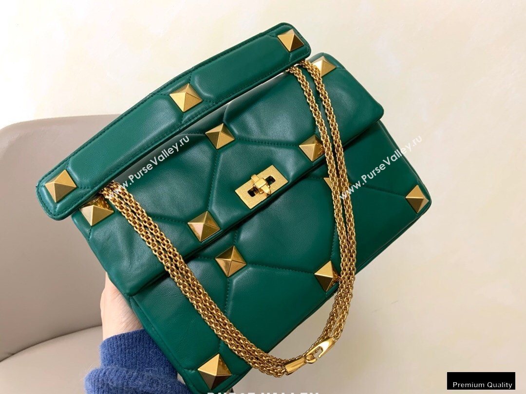 Valentino Large Roman Stud Nappa Chain Bag Green 2021 (jindong-20122804)