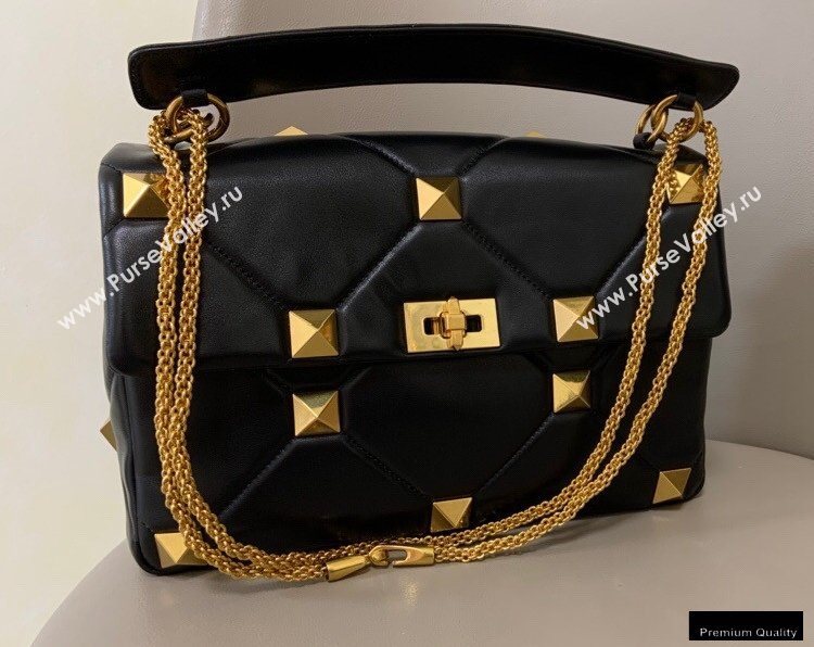 Valentino Large Roman Stud Nappa Chain Bag Black 2021 (jindong-20122801)