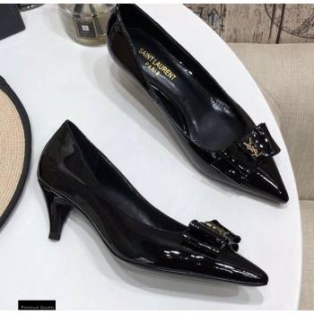 Saint Laurent Heel 5.5cm Anais Bow Pumps Patent Black (modeng-20122949)