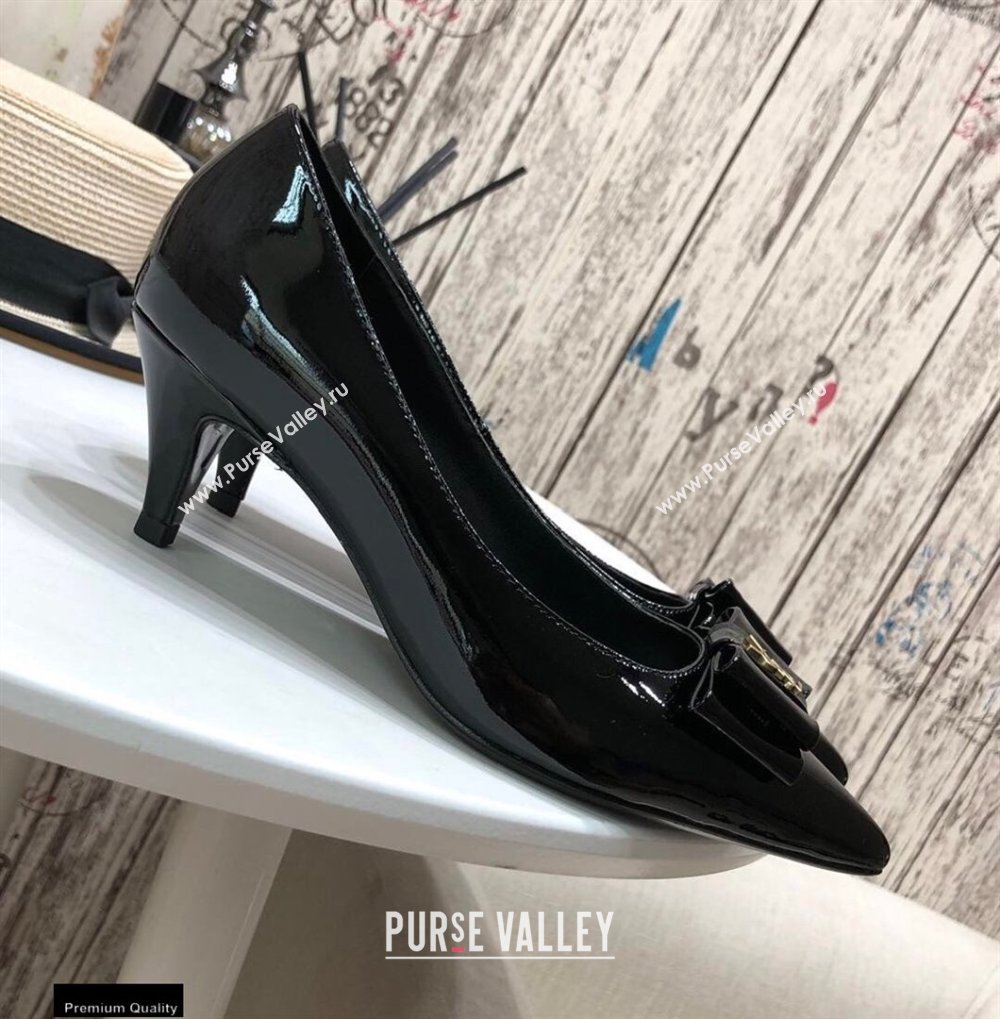 Saint Laurent Heel 5.5cm Anais Bow Pumps Patent Black (modeng-20122949)