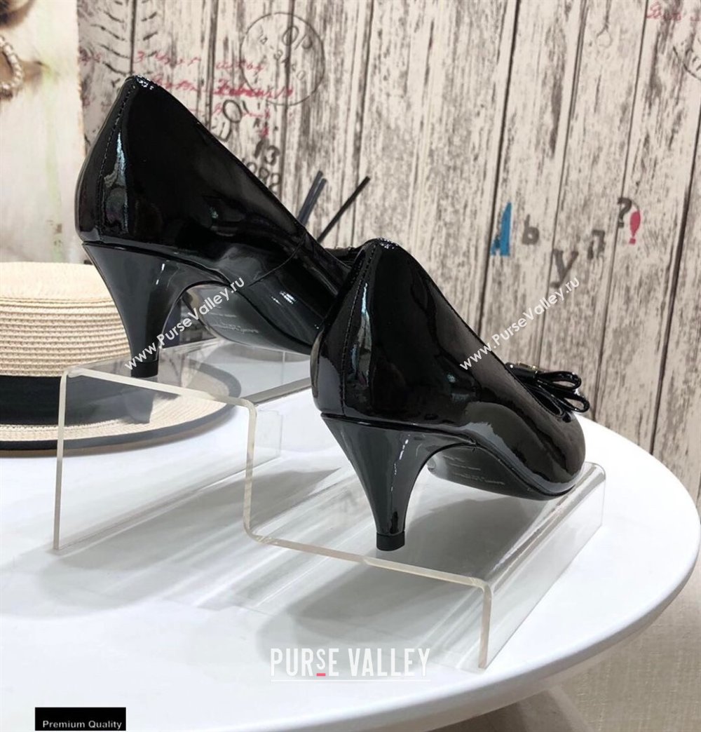 Saint Laurent Heel 5.5cm Anais Bow Pumps Patent Black (modeng-20122949)