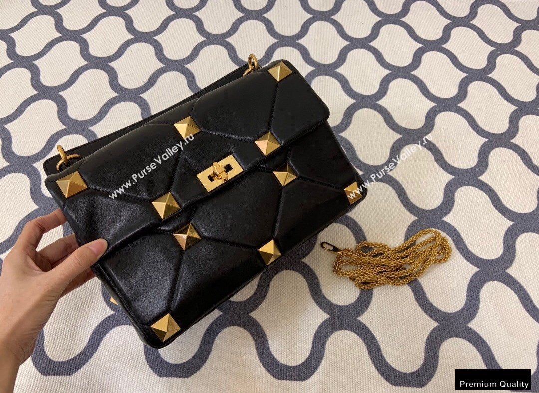 Valentino Large Roman Stud Nappa Chain Bag Black 2021 (jindong-20122801)