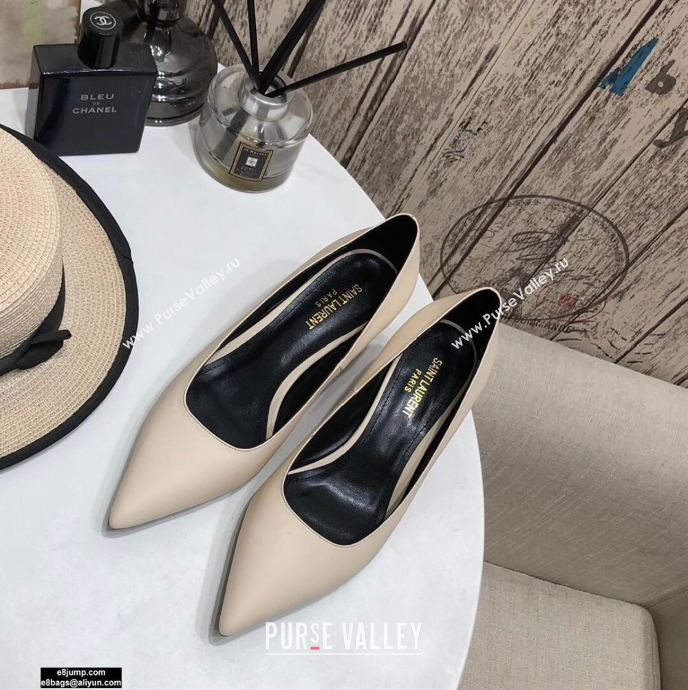 Saint Laurent Heel 5.5cm Anais Pumps Creamy (modeng-20122947)