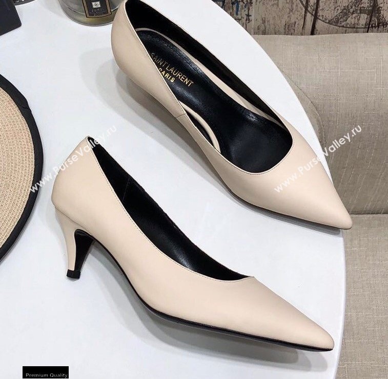 Saint Laurent Heel 5.5cm Anais Pumps Creamy (modeng-20122947)